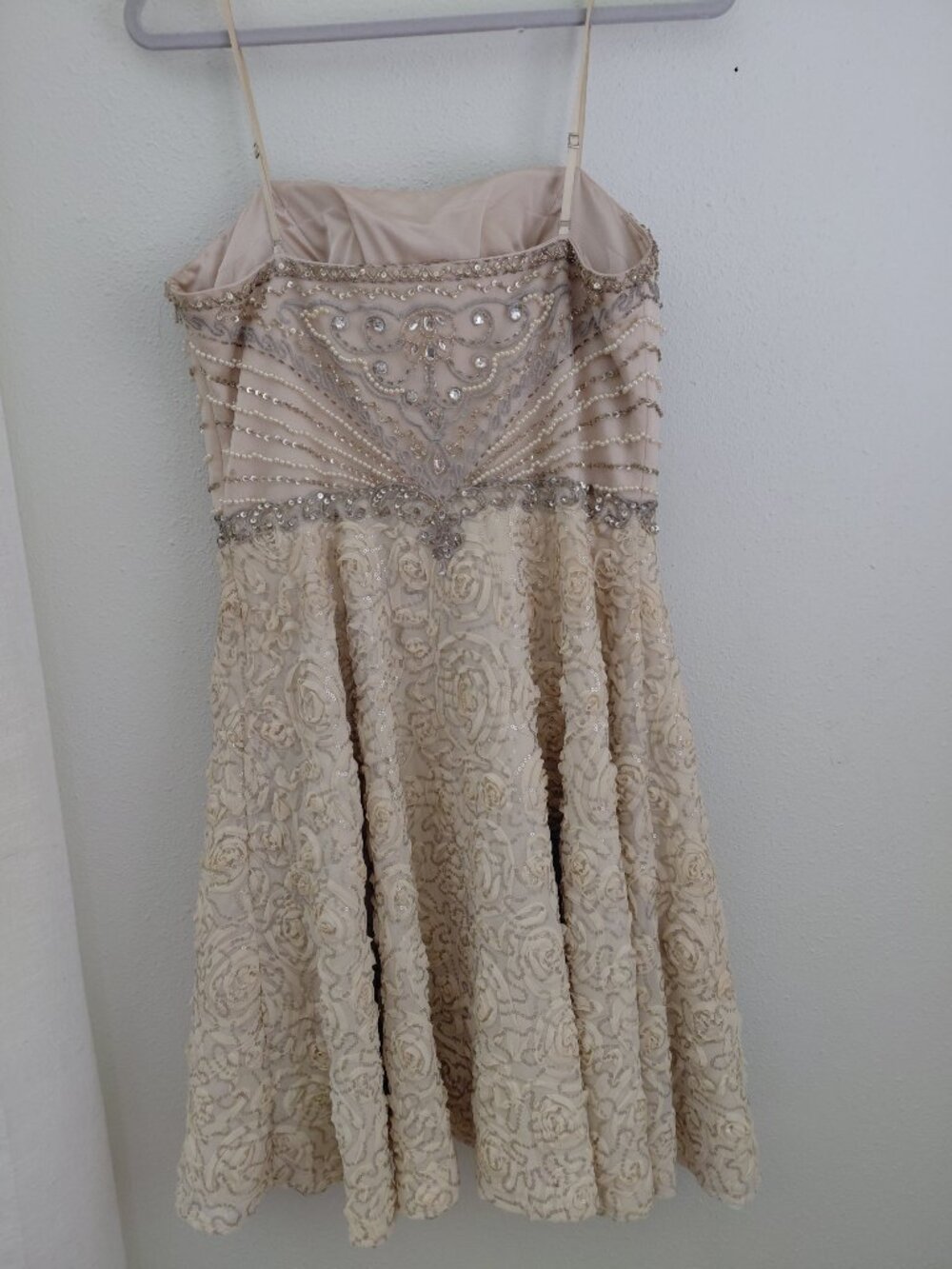 Vintage Sue Wong Nocturne Beaded Sequin Dress Gown Cream Party Cocktail - Picture 4 of 12